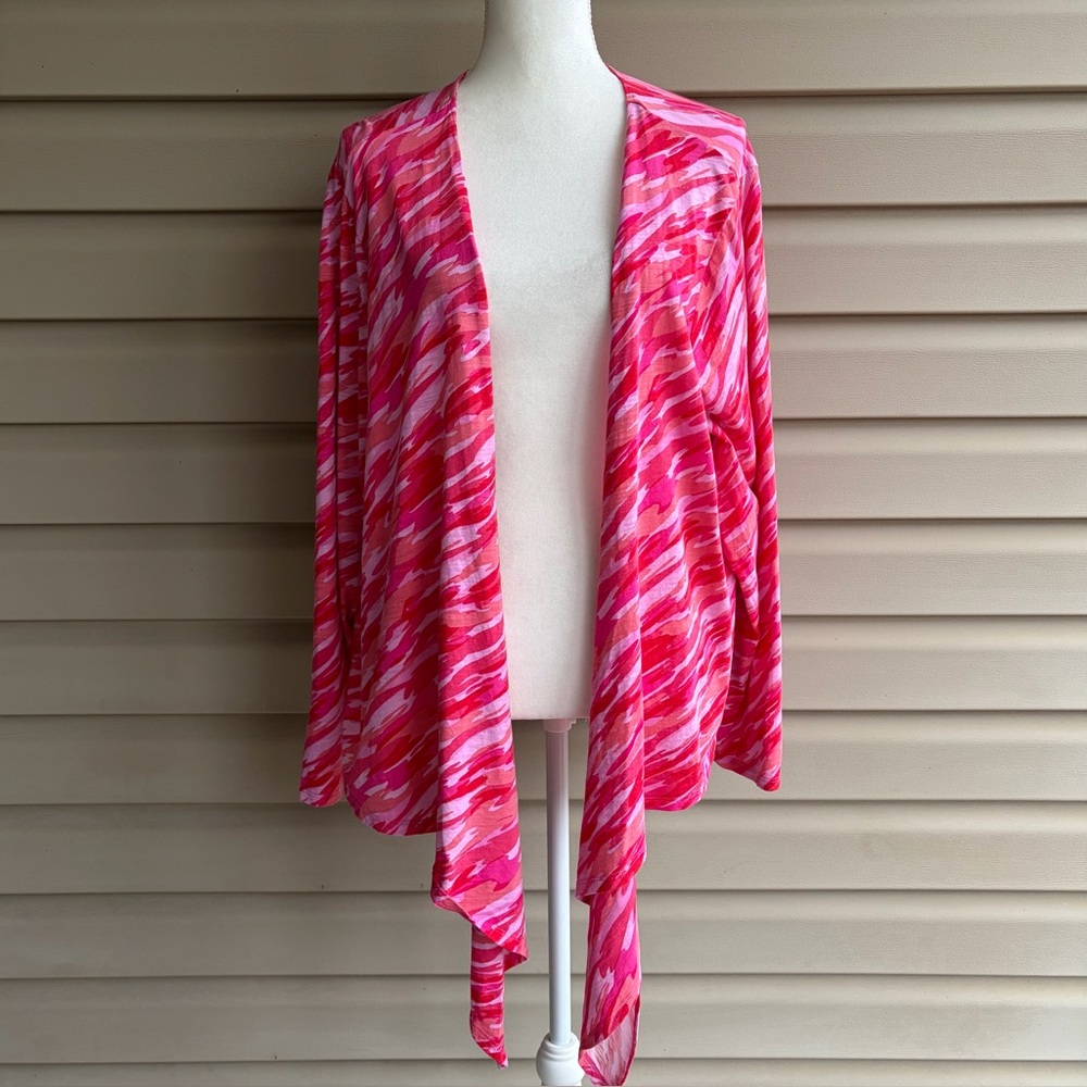•Belle Kim Gravel•  Waterfall Open Front Knit Blouse - Size 3X